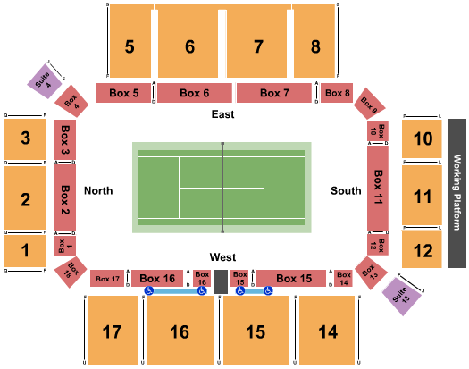 Seatmap for the wake forest tennis center